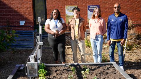 The FarmBot in Georgia Tech’s Community Garden serves as a test bed for designing related learning experiences and supporting partner schools in setting up their devices.