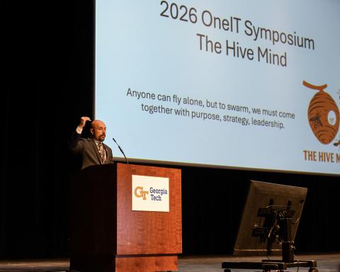 AVP for IT and Chief Information Security Officer Joe Lewis delivers the OneIT Symposium keynote address