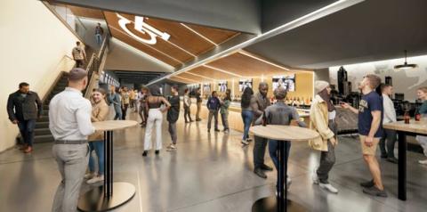Rendering of East Stands Club Level Bobby Dodd Fan Experience Renovation Sept. 2026